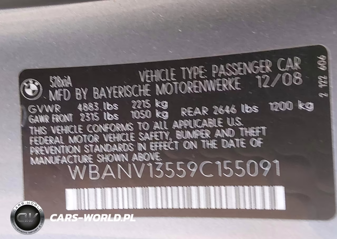 2009 BMW 528I xDrive VIN:WBANV13559C155091 - 9