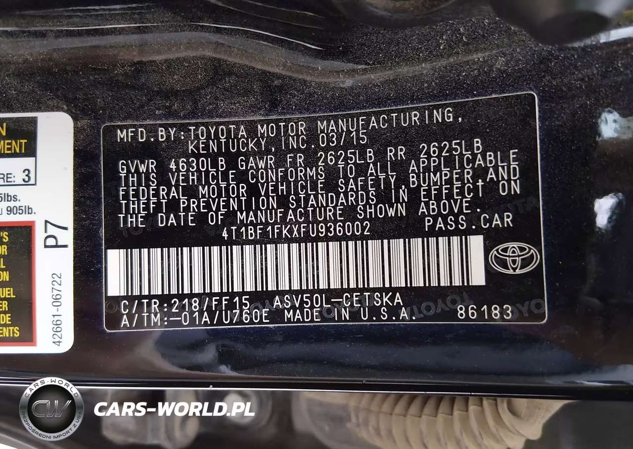 2015 Toyota Camry Se VIN:4T1BF1FKXFU936002 - 9