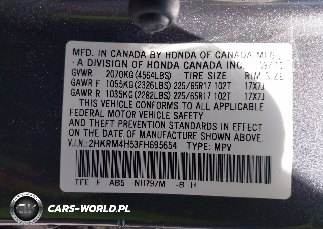 2015 Honda Cr-V Ex VIN:2HKRM4H53FH695654 - 9