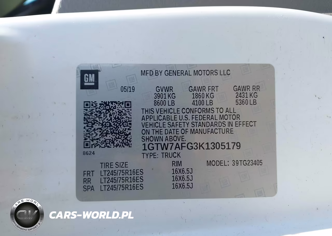 2019 GMC Savana 2500 Work Van VIN:1GTW7AFG3K1305179 - 9
