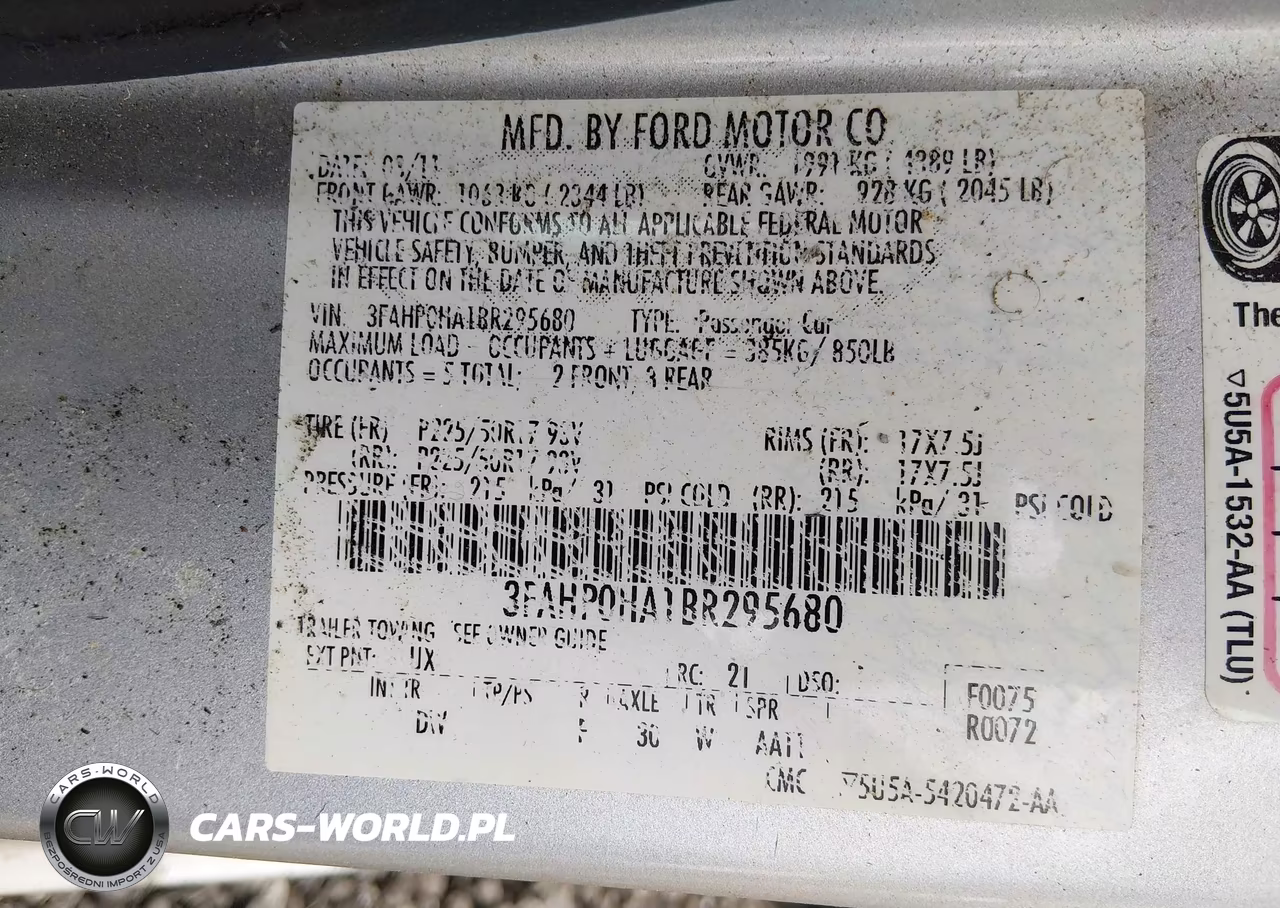 2011 Ford Fusion Se VIN:3FAHP0HA1BR295680 - 9
