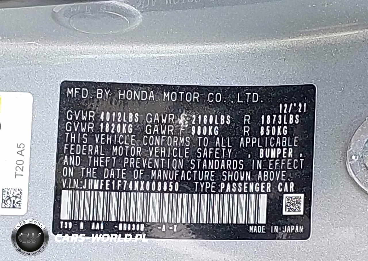 2022 Honda Civic Ex VIN:JHMFE1F74NX008850 - 9