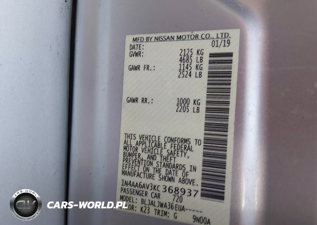 2019 Nissan Maxima 3.5 Sv VIN:1N4AA6AV3KC368937 - 9