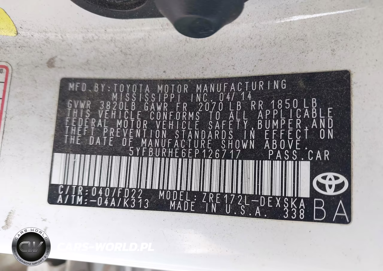 2014 Toyota Corolla S VIN:5YFBURHE6EP126717 - 9