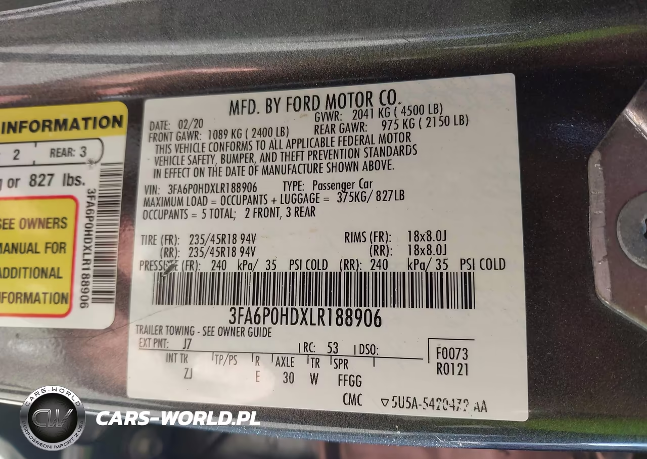 2020 Ford Fusion Se VIN:3FA6P0HDXLR188906 - 9
