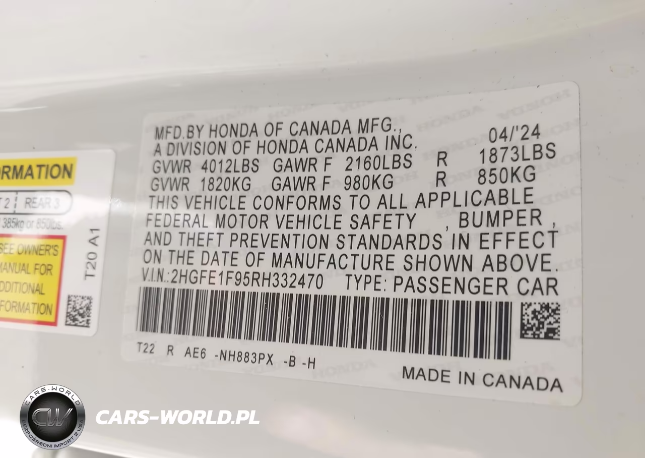 2024 Honda Civic Touring VIN:2HGFE1F95RH332470 - 9