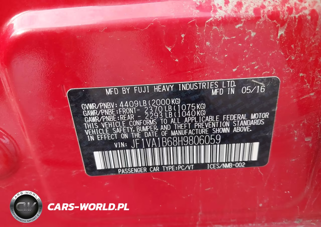 2017 Subaru Wrx VIN:JF1VA1B68H9806059 - 9