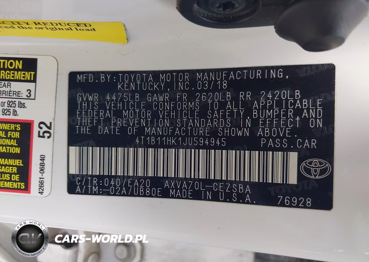 2018 Toyota Camry Se VIN:4T1B11HK1JU594945 - 9