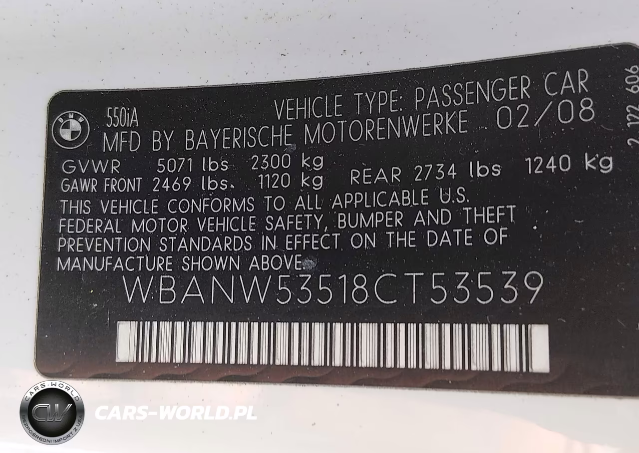 2008 BMW 550I VIN:WBANW53518CT53539 - 9