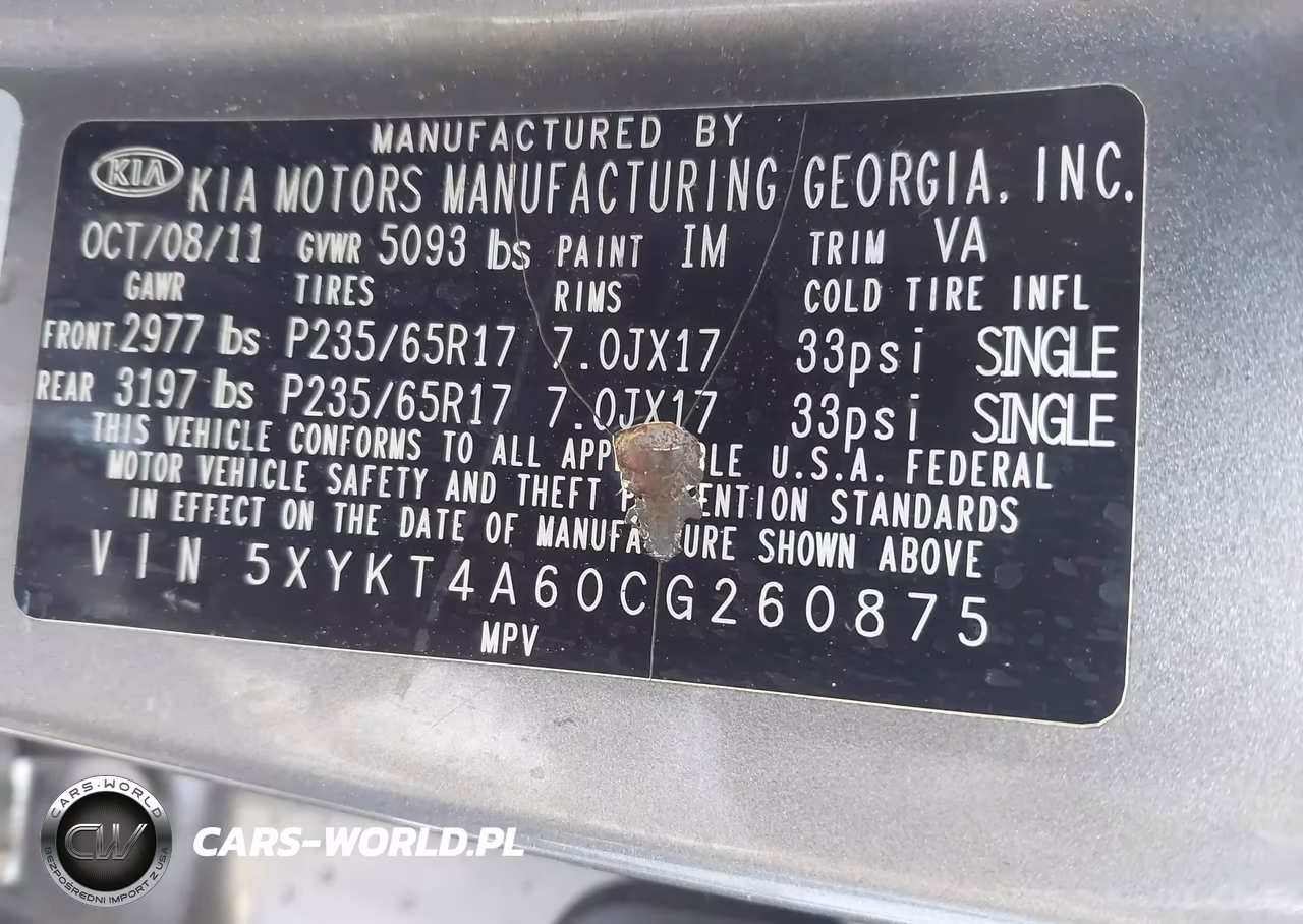 2012 Kia Sorento Lx VIN:5XYKT4A60CG260875 - 9