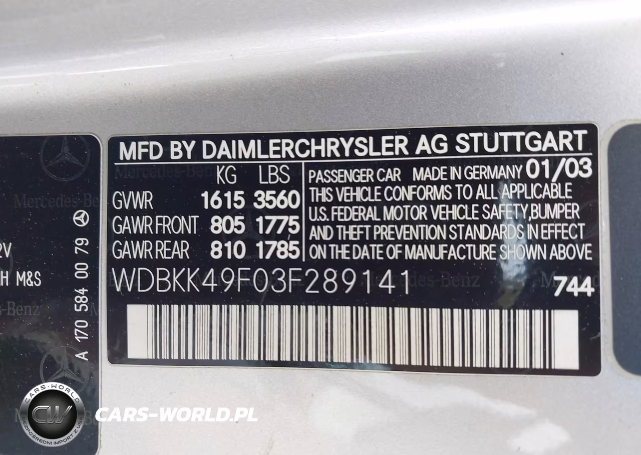 2003 Mercedes-Benz Slk 230 Kompressor VIN:WDBKK49F03F289141 - 9