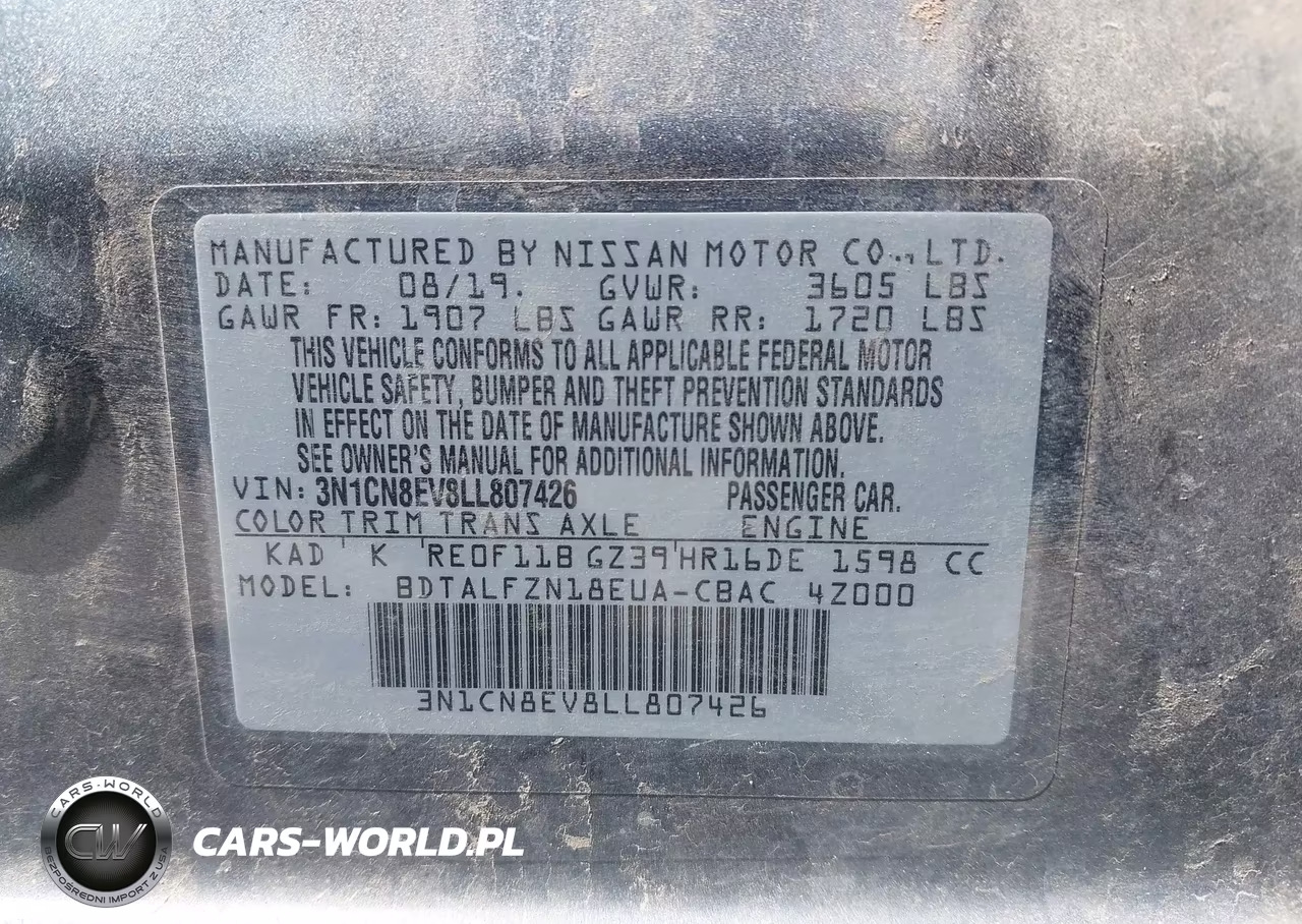 2020 Nissan Versa Sv Xtronic Cvt VIN:3N1CN8EV8LL807426 - 9