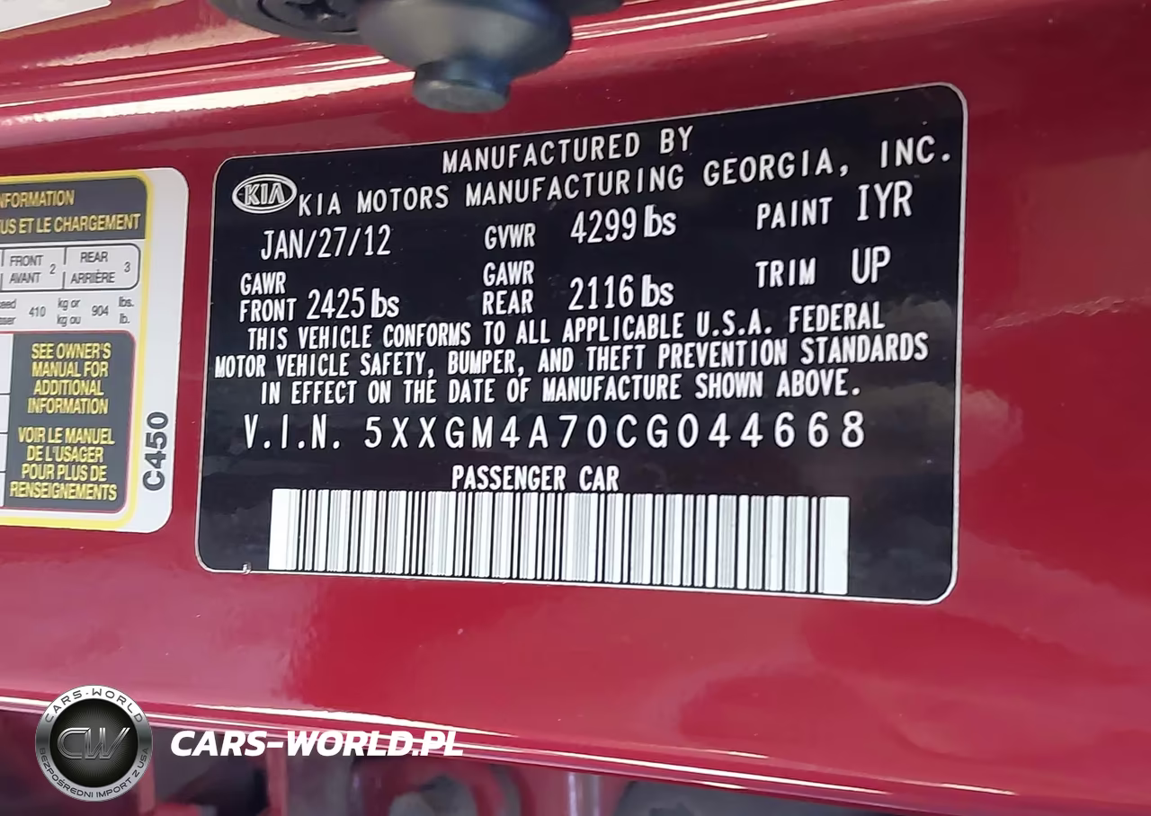 2012 Kia Optima Lx VIN:5XXGM4A70CG044668 - 9