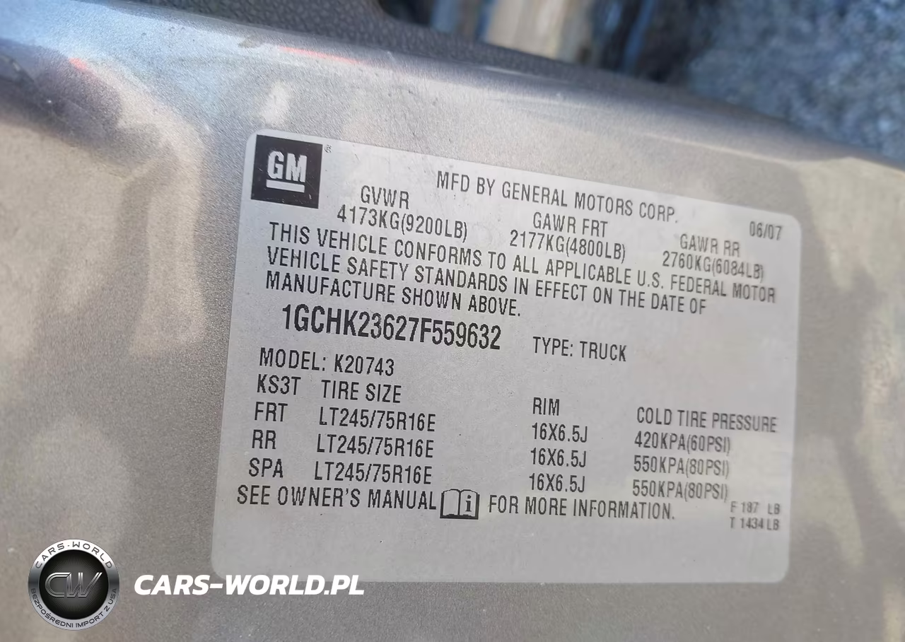 2007 Chevrolet Silverado 2500Hd Lt1 VIN:1GCHK23627F559632 - 9