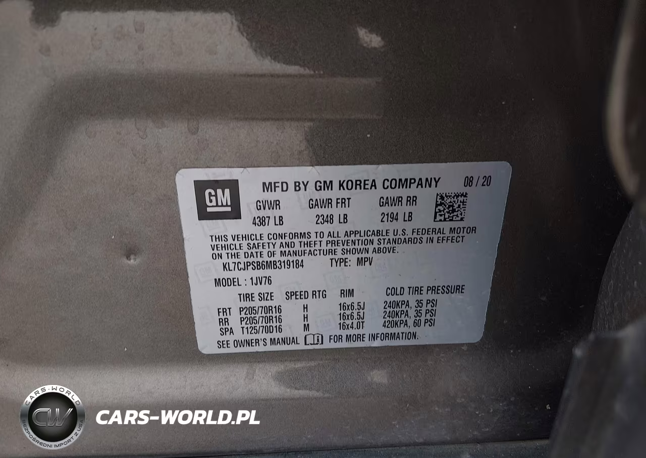 2021 Chevrolet Trax Awd Lt VIN:KL7CJPSB6MB319184 - 9