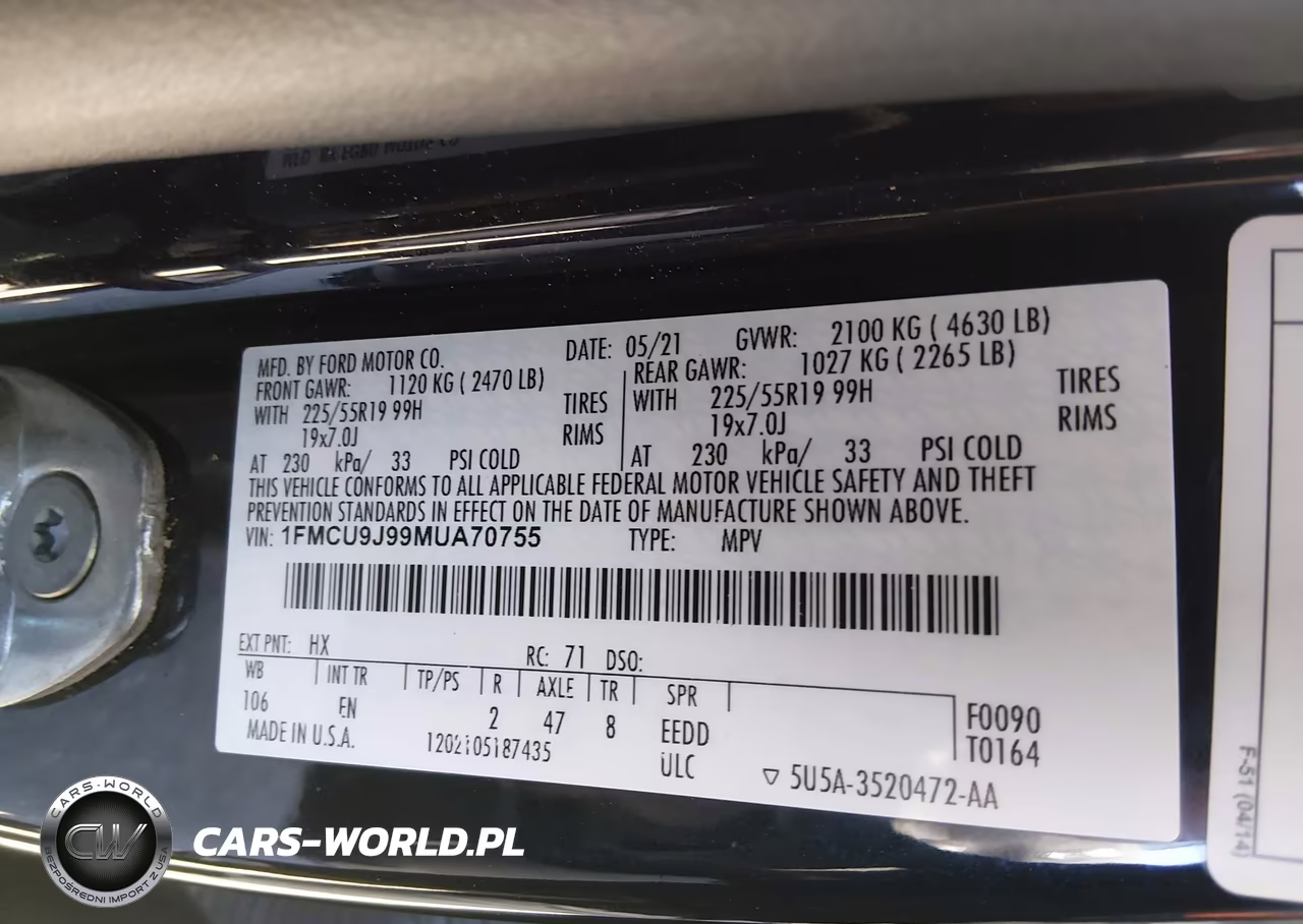2021 Ford Escape Titanium VIN:1FMCU9J99MUA70755 - 9
