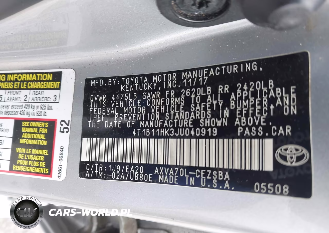 2018 Toyota Camry Se VIN:4T1B11HK3JU040919 - 9