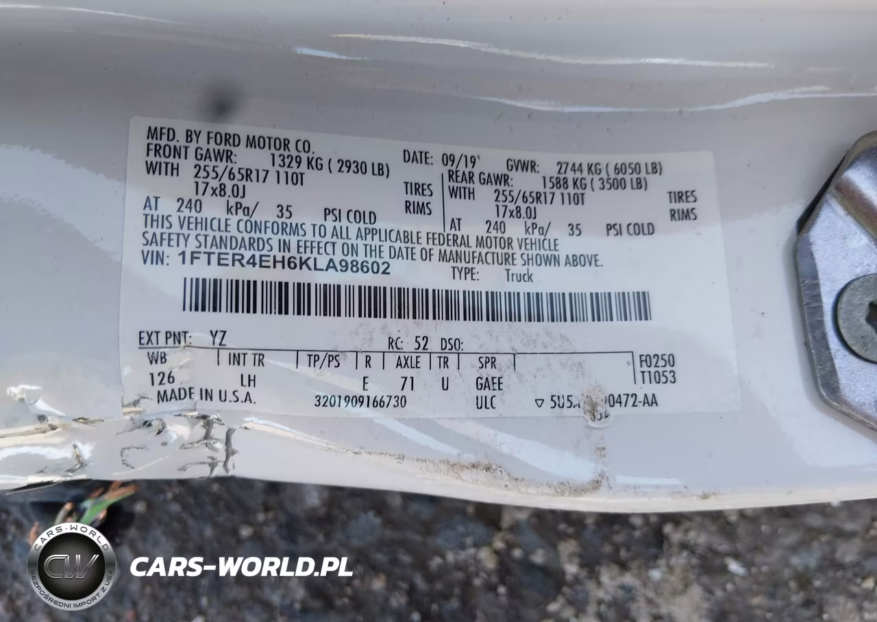 2019 Ford Ranger Xl VIN:1FTER4EH6KLA98602 - 9