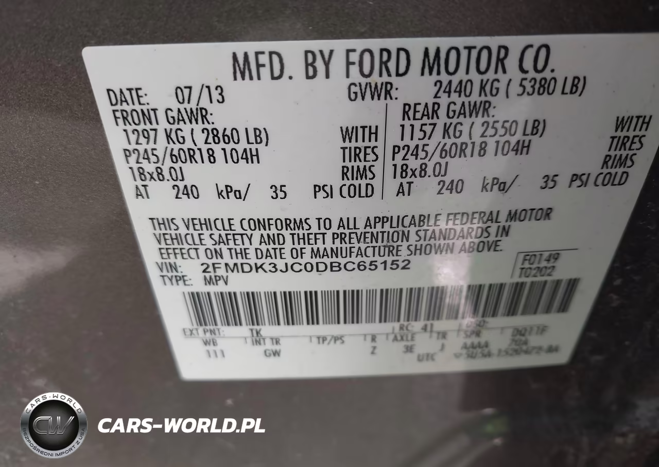 2013 Ford Edge Sel VIN:2FMDK3JC0DBC65152 - 9