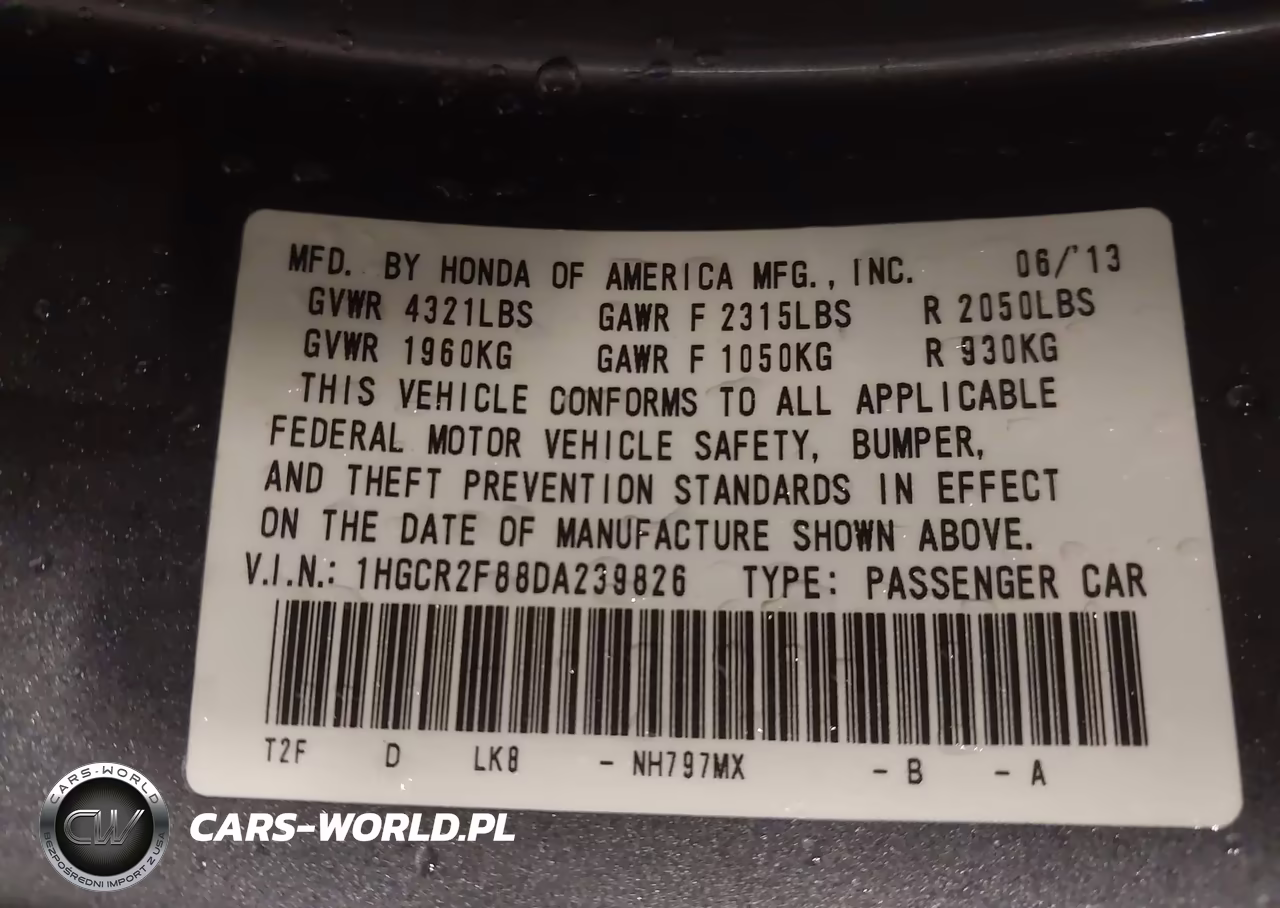 2013 Honda Accord Ex-L VIN:1HGCR2F88DA239826 - 9