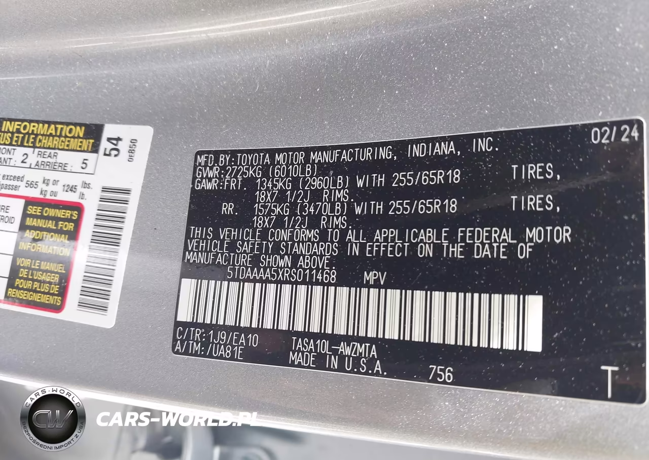 2024 Toyota Grand Highlander Xle VIN:5TDAAAA5XRS011468 - 9