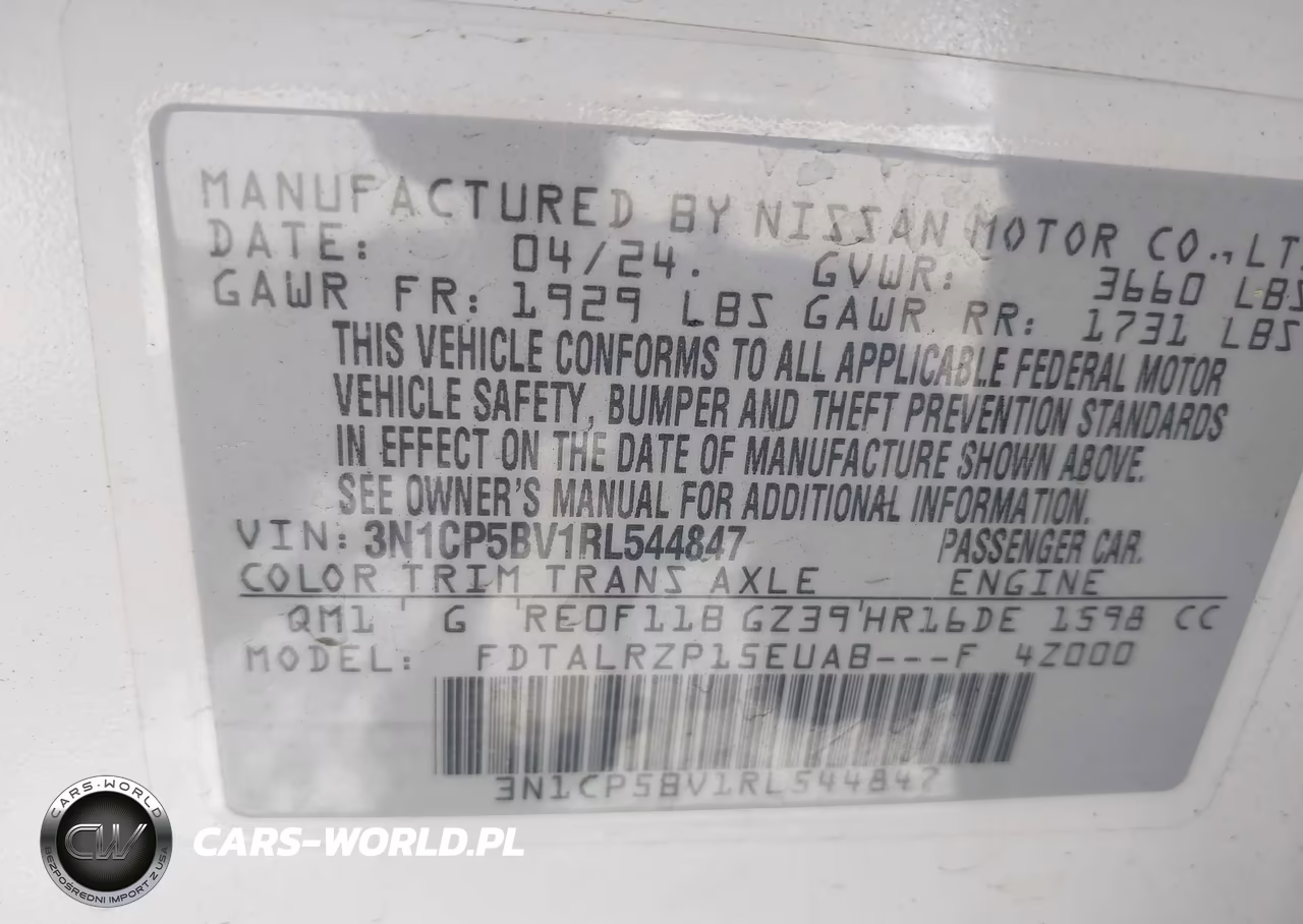 2024 Nissan Kicks S Xtronic Cvt VIN:3N1CP5BV1RL544847 - 9