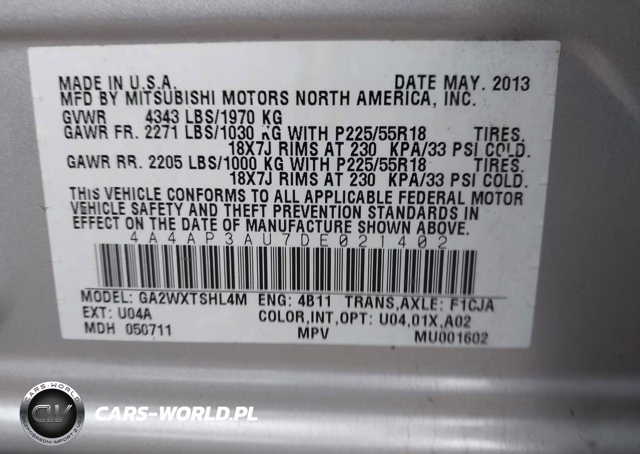 2013 Mitsubishi Outlander Sport Es VIN:4A4AP3AU7DE021402 - 9