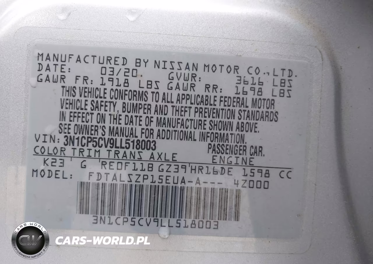 2020 Nissan Kicks Sv Xtronic Cvt VIN:3N1CP5CV9LL518003 - 9