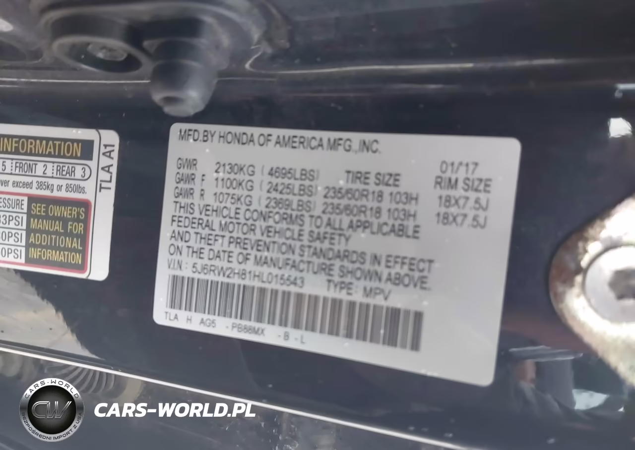 2017 Honda Cr-V Ex-L-Ex-L Navi VIN:5J6RW2H81HL015543 - 9