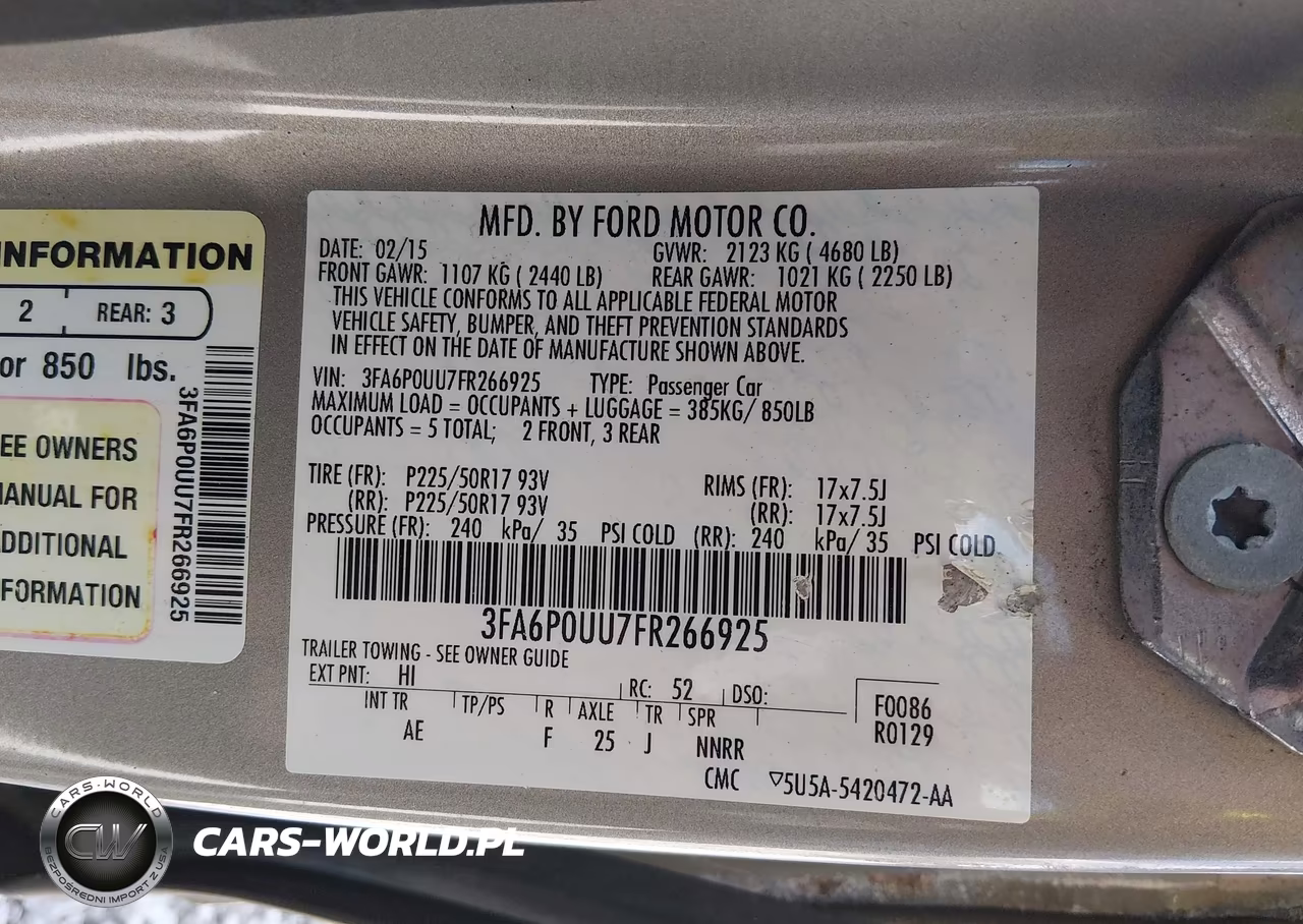 2015 Ford Fusion Hybrid S VIN:3FA6P0UU7FR266925 - 9