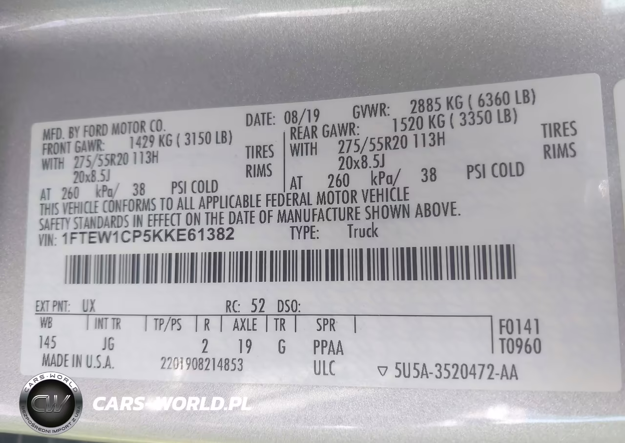 2019 Ford F-150 Xl VIN:1FTEW1CP5KKE61382 - 9