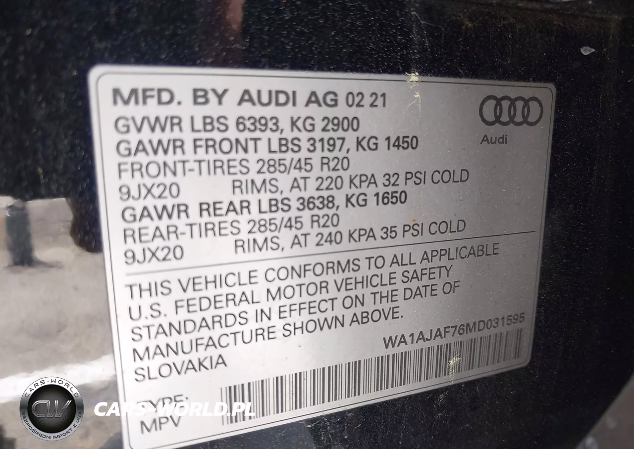 2021 Audi Q7 Premium 45 Tfsi Quattro Tiptronic VIN:WA1AJAF76MD031595 - 9