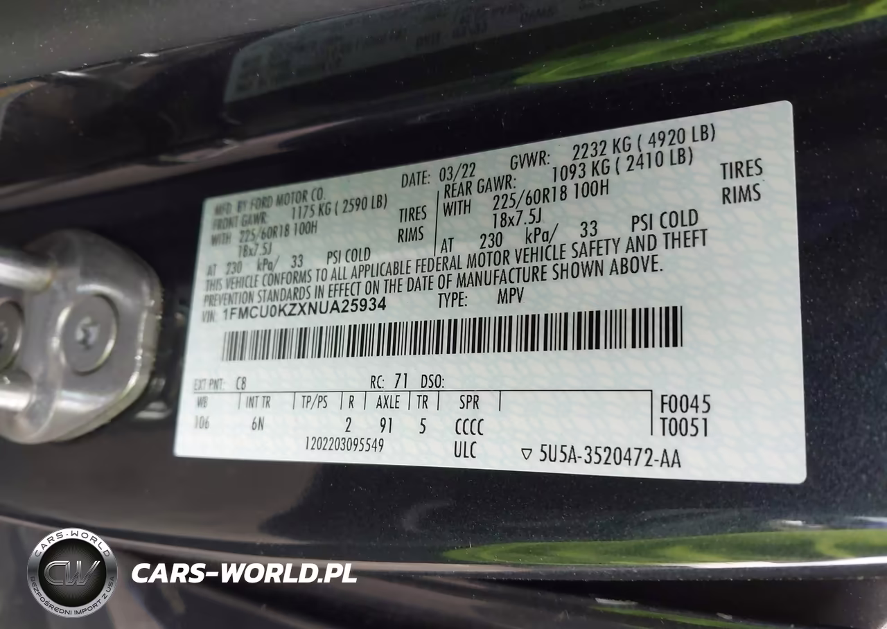 2022 Ford Escape Sel Plug-In Hybrid VIN:1FMCU0KZXNUA25934 - 9