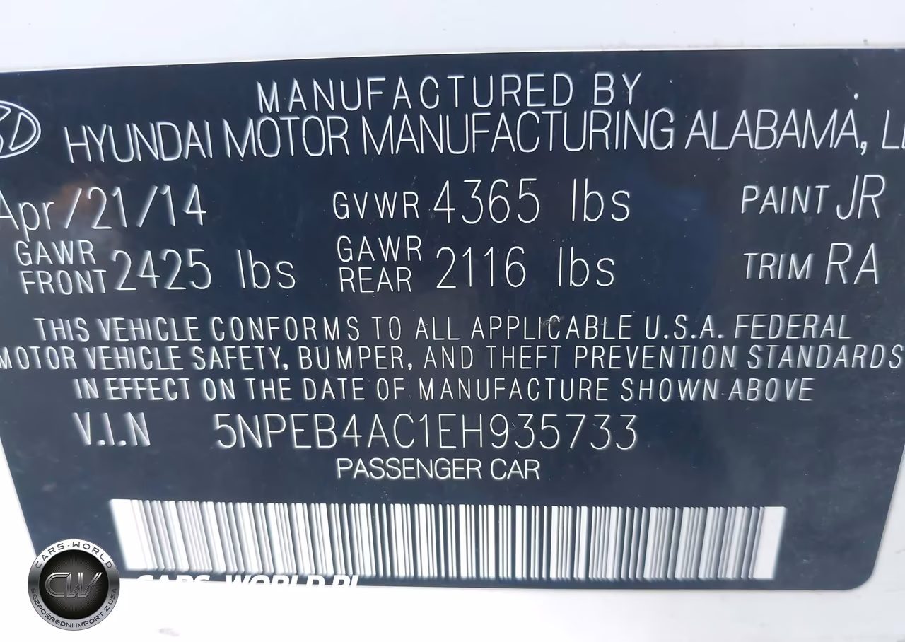 2014 Hyundai Sonata Gls VIN:5NPEB4AC1EH935733 - 9