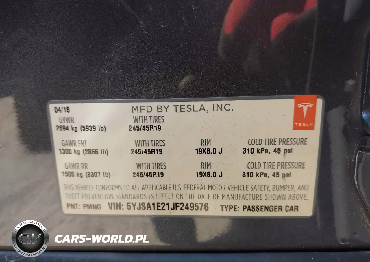 2018 Tesla Model S 100D-75D-P100D VIN:5YJSA1E21JF249576 - 9