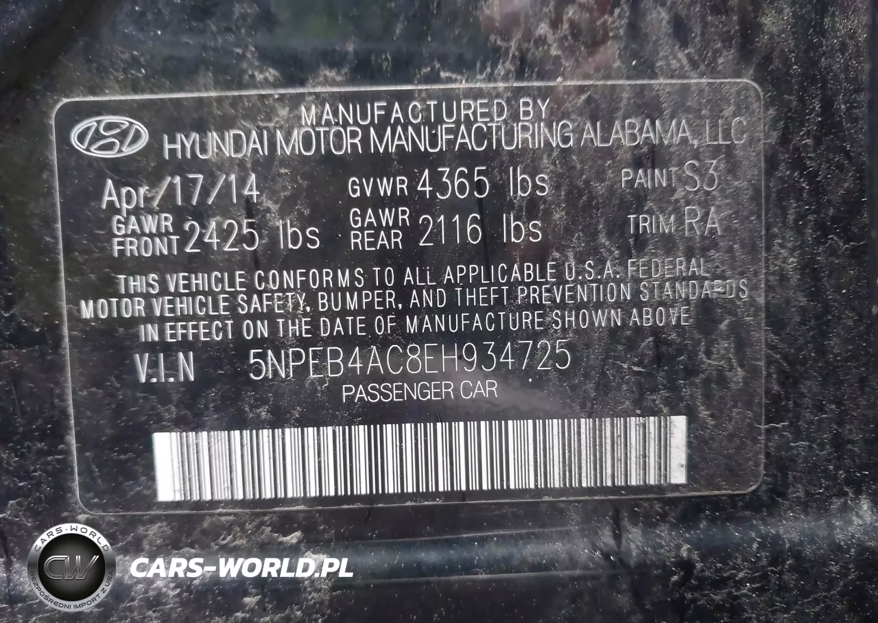2014 Hyundai Sonata Gls VIN:5NPEB4AC8EH934725 - 9