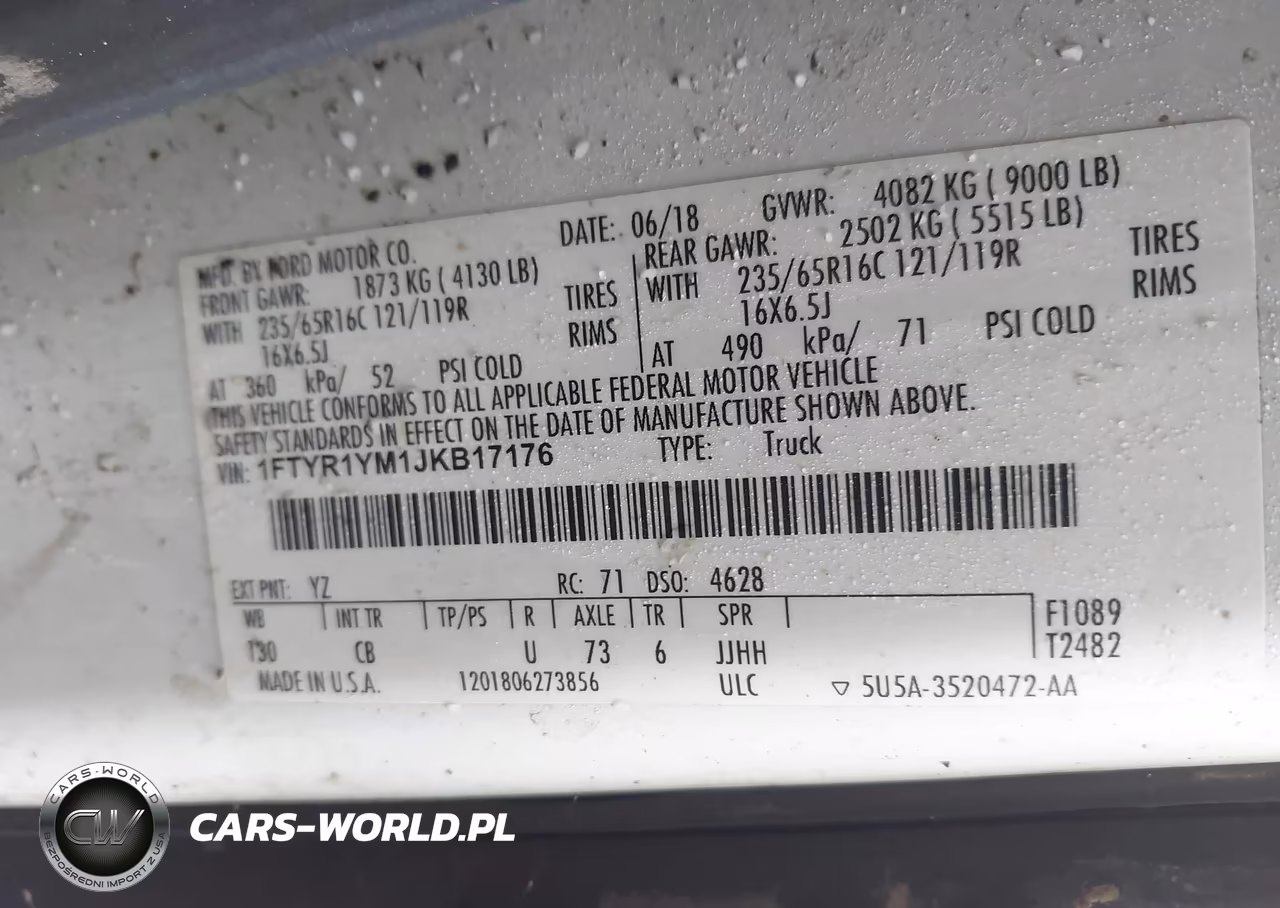 2018 Ford Transit-250 VIN:1FTYR1YM1JKB17176 - 9