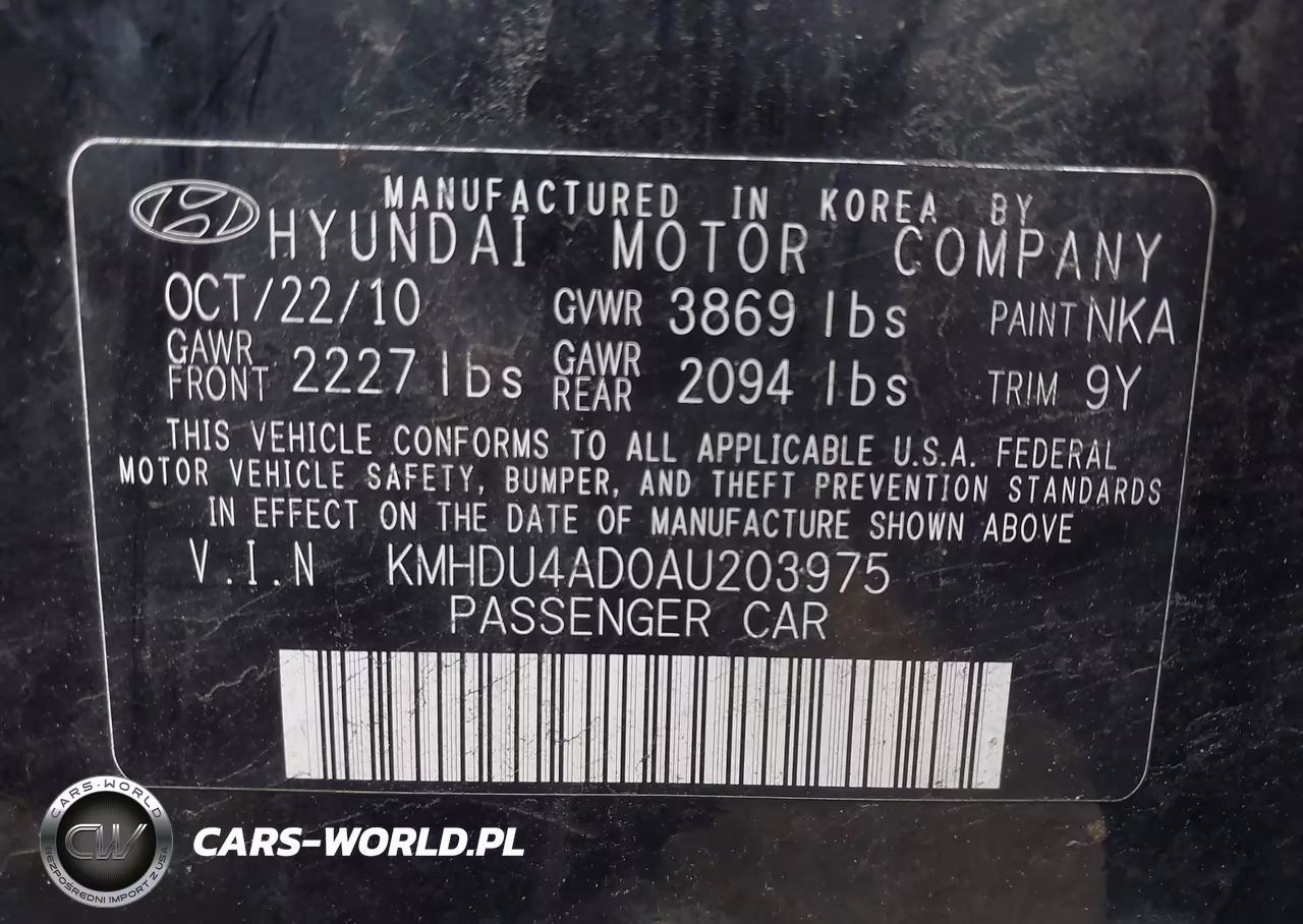 2010 Hyundai Elantra Gls VIN:KMHDU4AD0AU203975 - 9