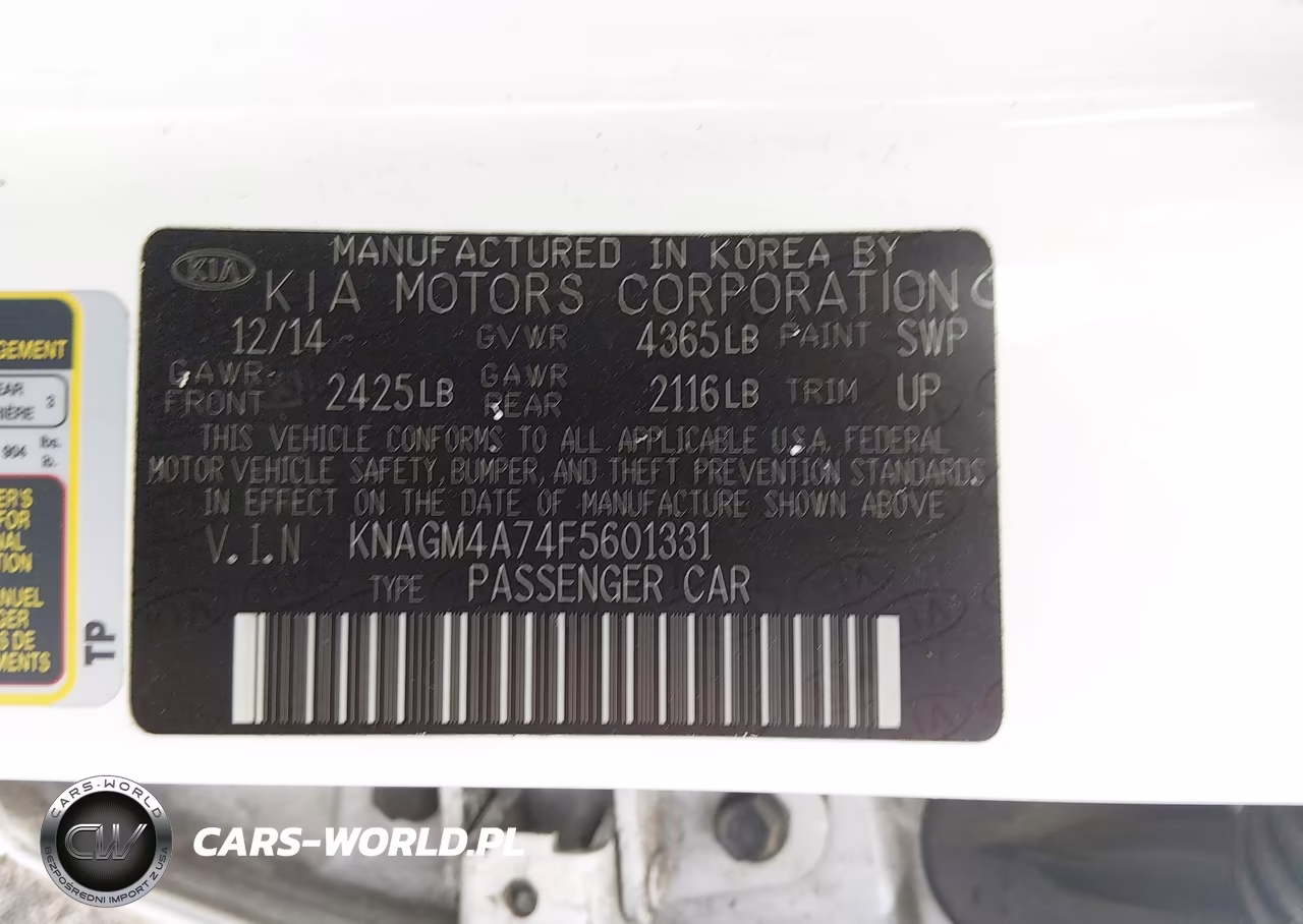 2015 Kia Optima Lx VIN:KNAGM4A74F5601331 - 9