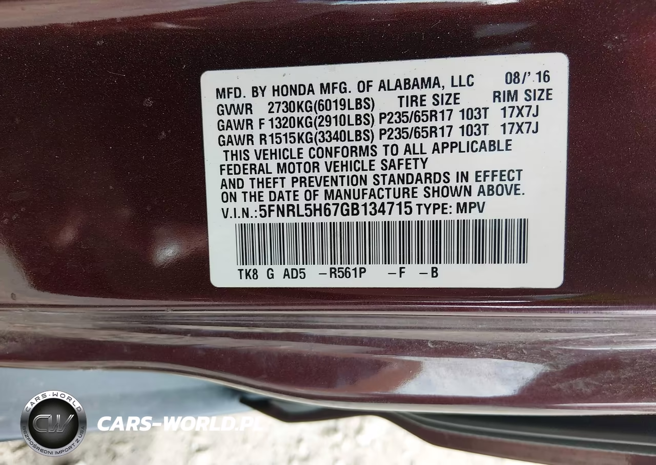2016 Honda Odyssey Ex-L VIN:5FNRL5H67GB134715 - 9