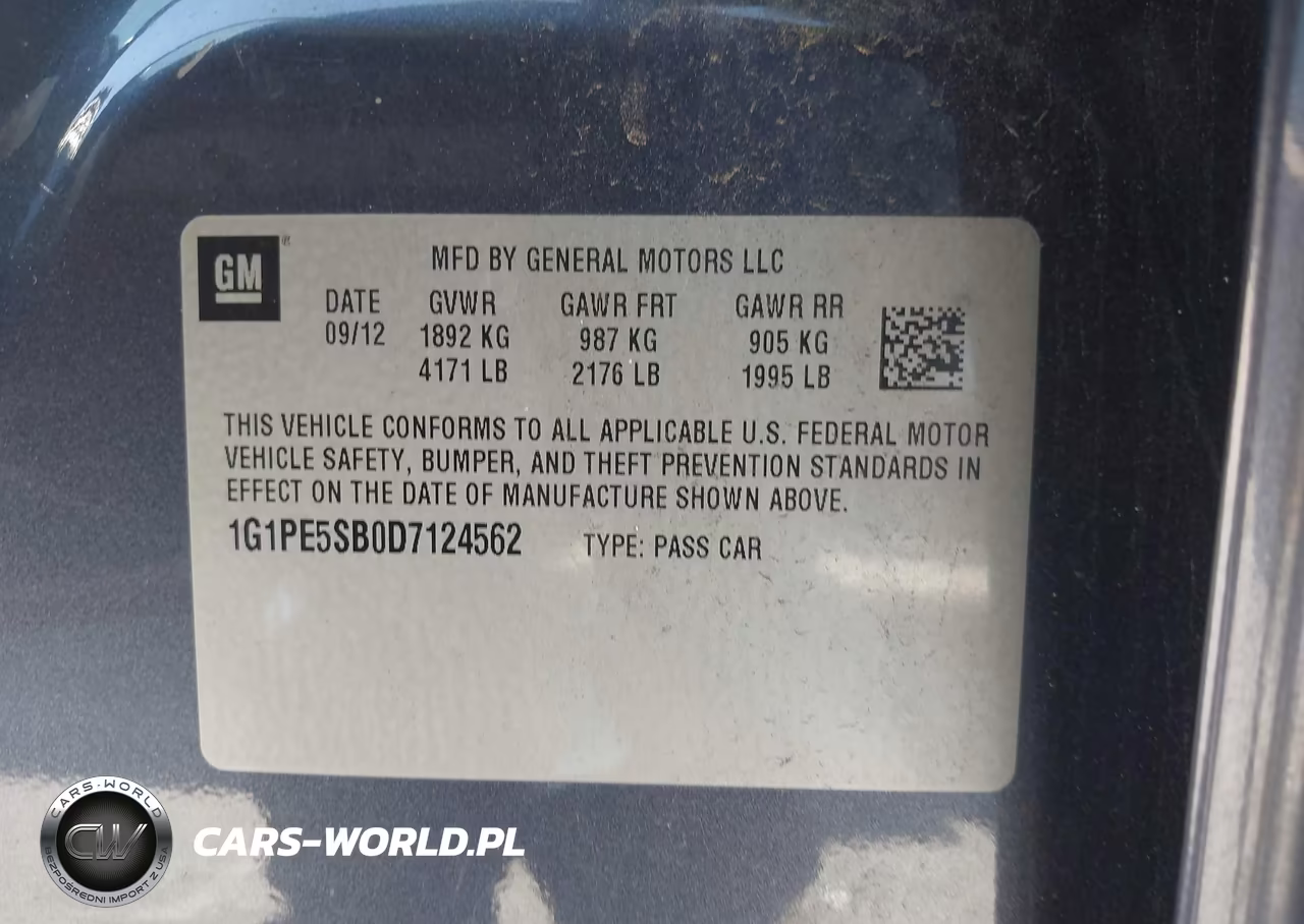 2013 Chevrolet Cruze 2Lt Auto VIN:1G1PE5SB0D7124562 - 9