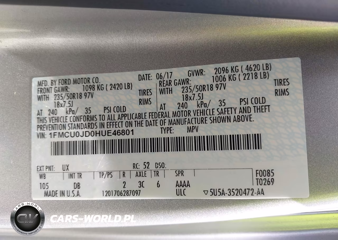 2017 Ford Escape Titanium VIN:1FMCU0JD0HUE46801 - 9