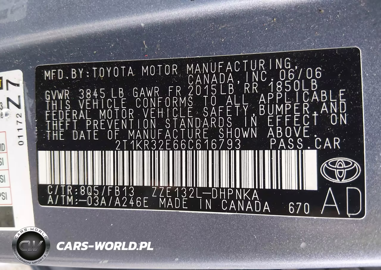 2006 Toyota Matrix Xr VIN:2T1KR32E66C616793 - 9