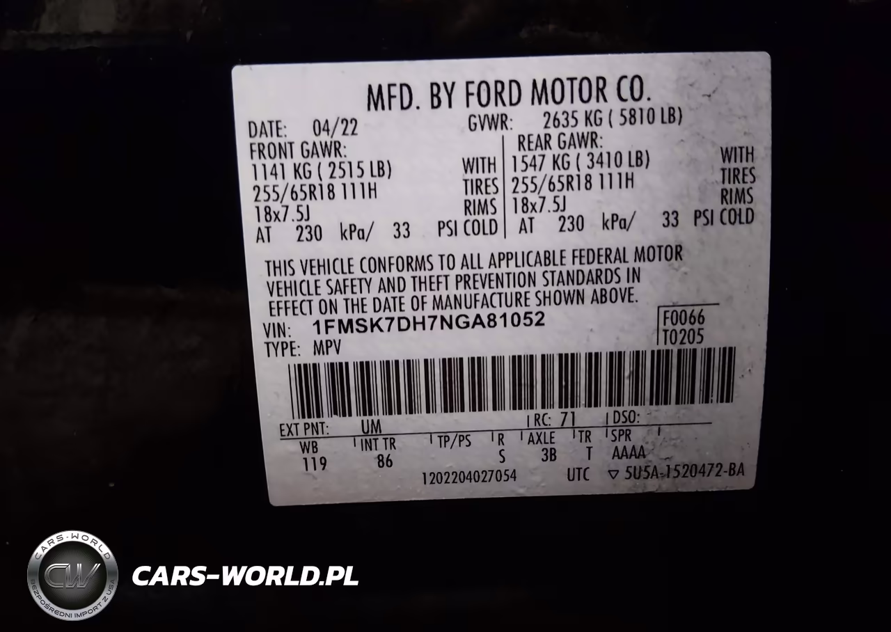 2022 Ford Explorer Xlt VIN:1FMSK7DH7NGA81052 - 9