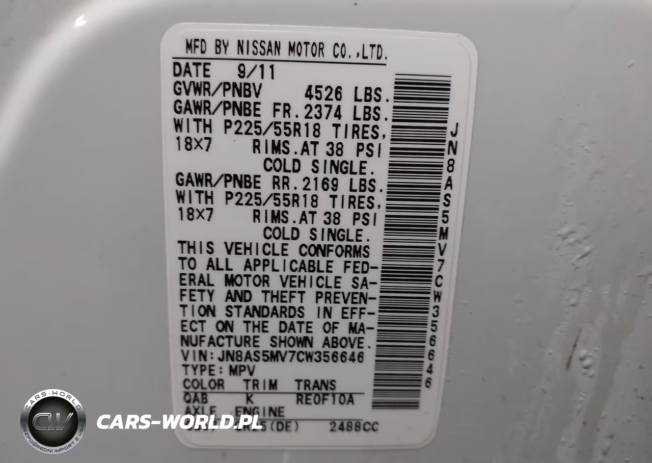 2012 Nissan Rogue Sv W-Sl Pkg VIN:JN8AS5MV7CW356646 - 9