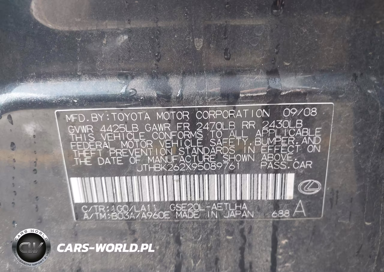 2009 Lexus Is 250 VIN:JTHBK262X95089761 - 9