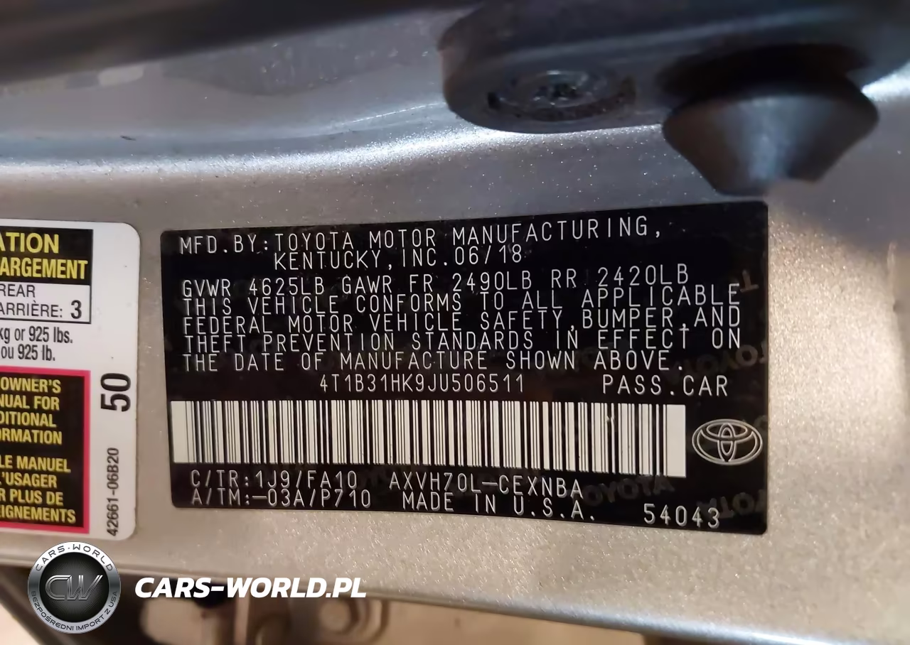 2018 Toyota Camry Hybrid Le VIN:4T1B31HK9JU506511 - 9