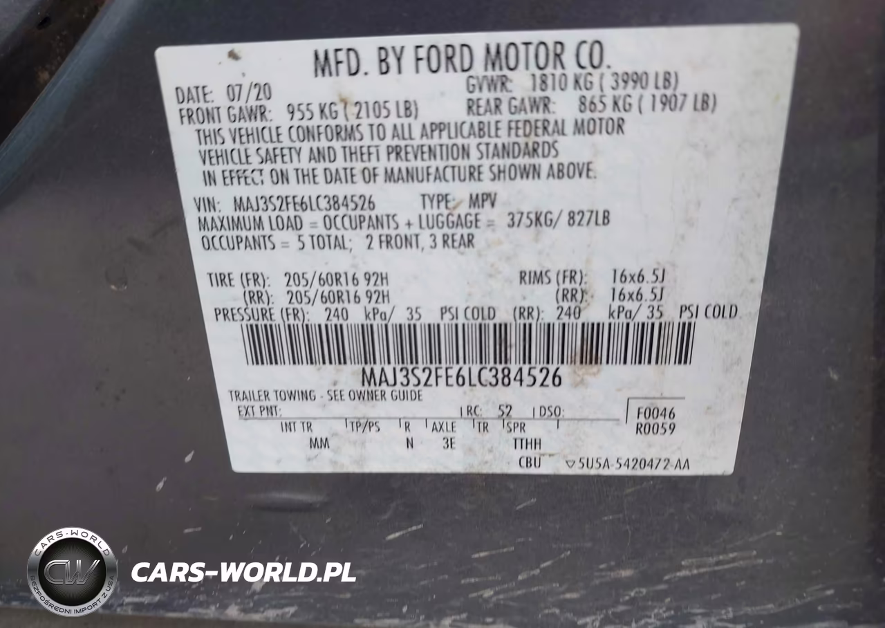 2020 Ford Ecosport S VIN:MAJ3S2FE6LC384526 - 9