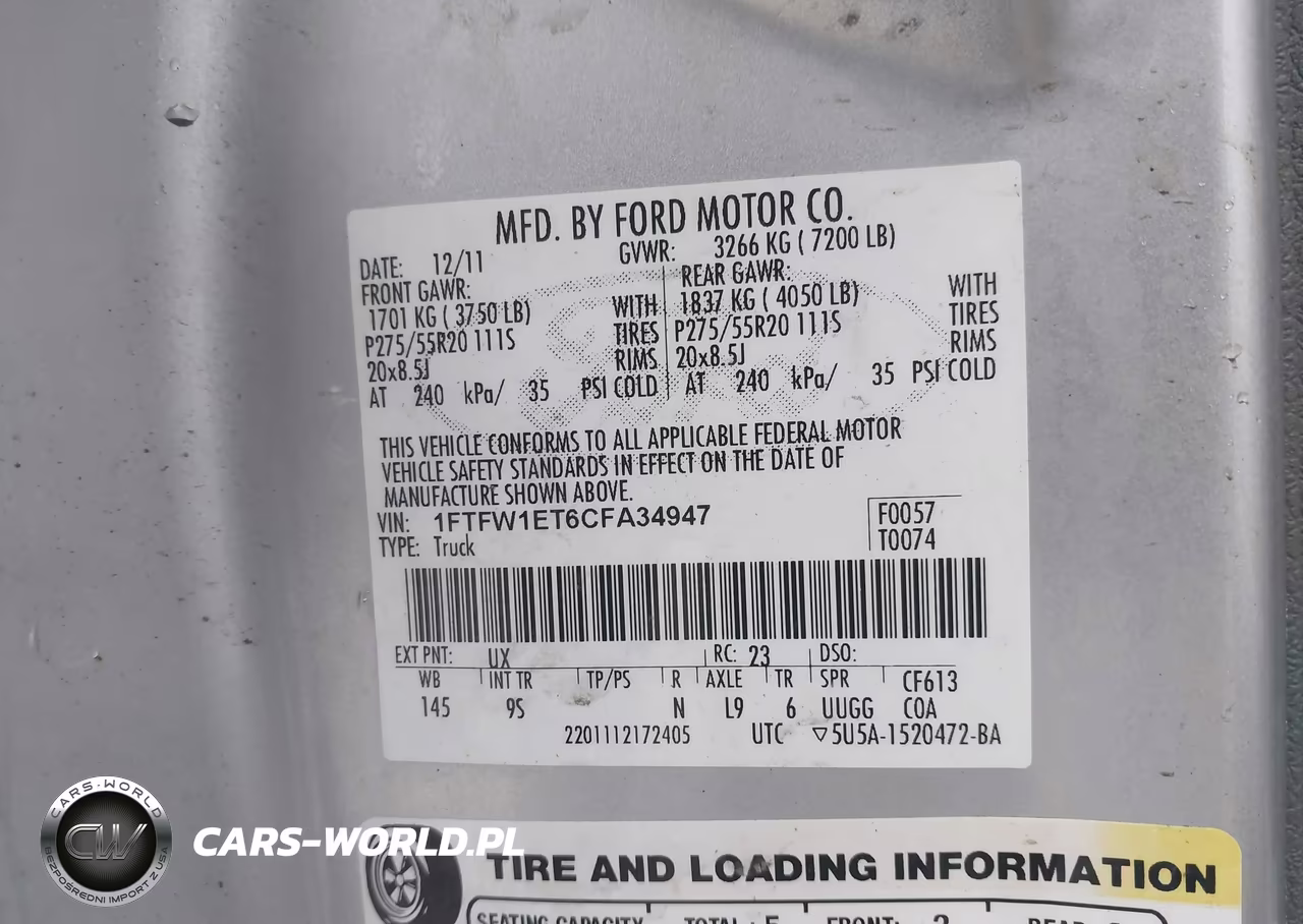 2012 Ford F-150 Platinum VIN:1FTFW1ET6CFA34947 - 9