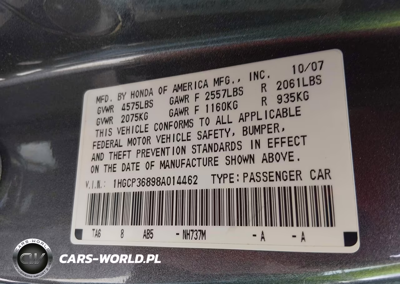 2008 Honda Accord 3.5 Ex-L VIN:1HGCP36898A014462 - 9